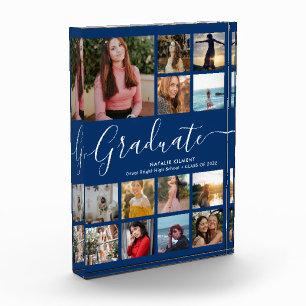 Graduate Collage Graduation Navy Blue Photo Block