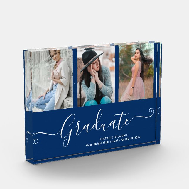 Graduate Collage Graduation Navy Blue Photo Block (Left)
