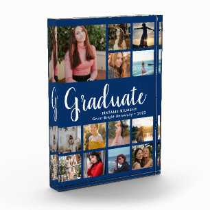 Graduate Collage Graduation Navy Blue Photo Block