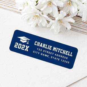 Graduate college font dark blue return address