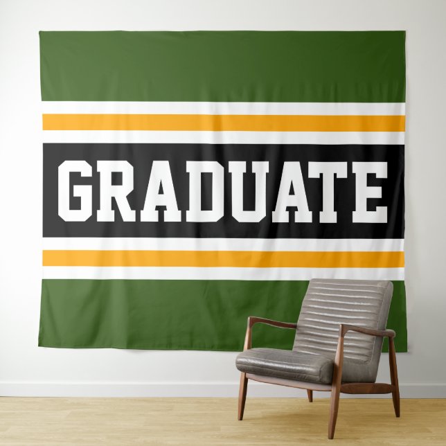 GRADUATE Collegiate Green Black Orange Stripes Tapestry (In Situ (Horizontal))