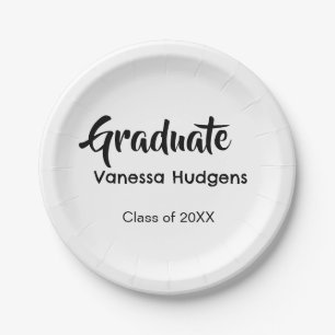 Graduate congratulations name date year class univ paper plate