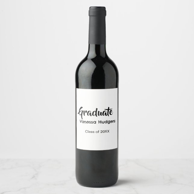 Graduate congratulations name date year class univ wine label (Front)