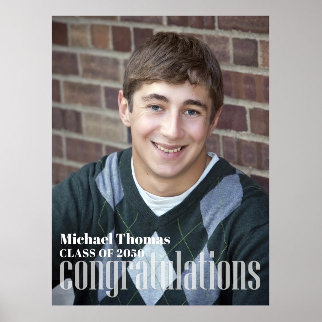 Graduate Congratulations Photo Modern Minimalist Poster (Front)