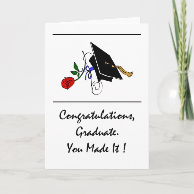 graduate congratulations scroll and rose card (Front)