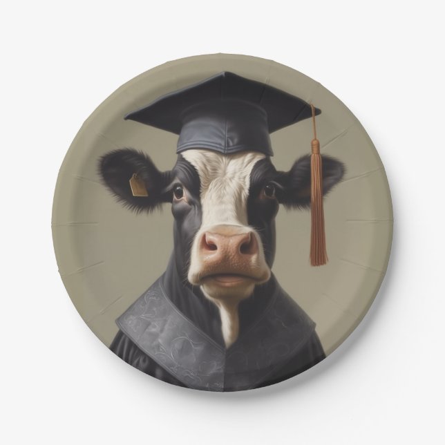Graduate Cow Paper Plate (Front)
