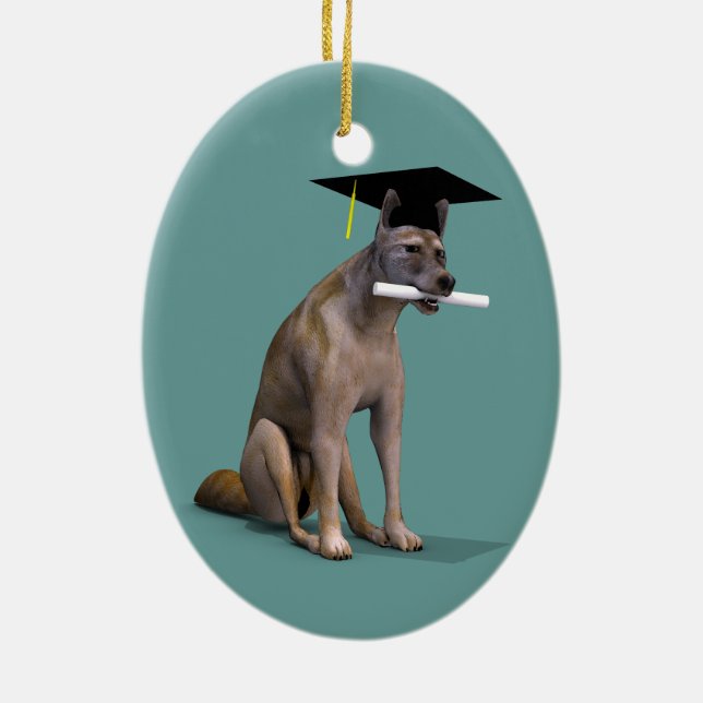 Graduate Coyote Ceramic Ornament (Back)