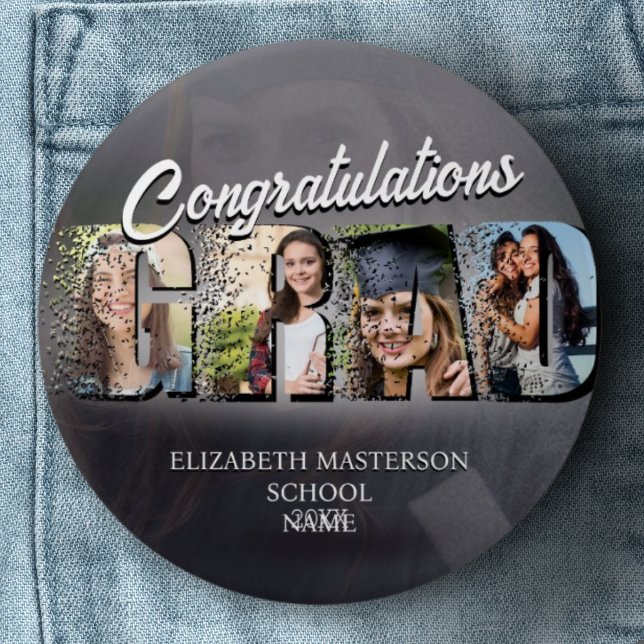 Graduate Custom Photo Congratulations Keepsake 6 Inch Round Button (Creator Uploaded)