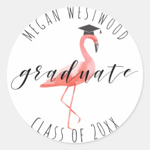 Graduate custom sticker funny flamingo tropical