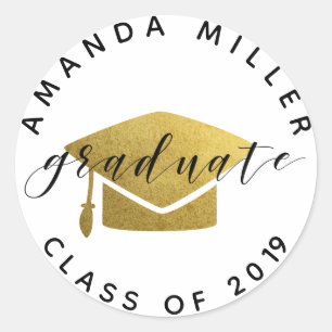 Graduate custom sticker gold cap personalized