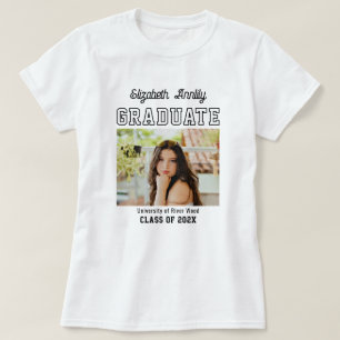 Graduate Custom Year Photo  Red College  T-Shirt