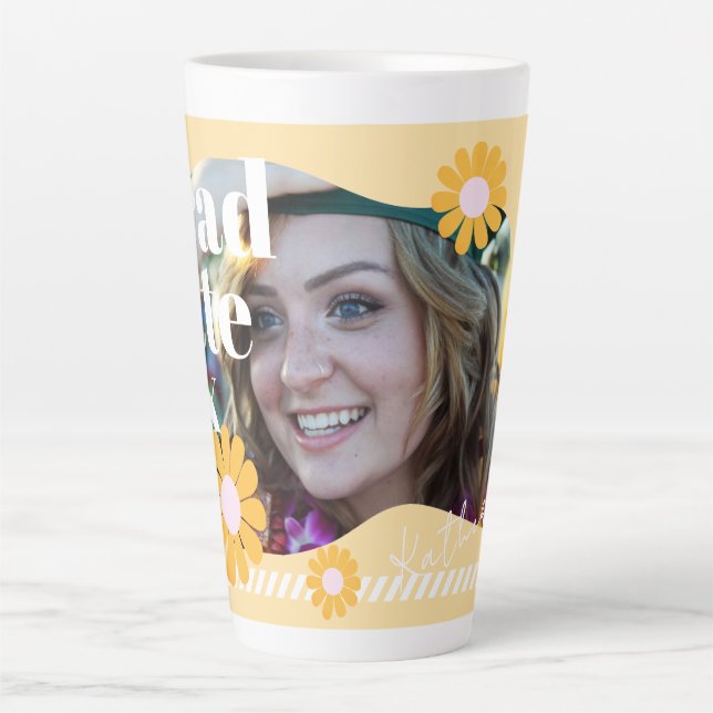 Graduate Daisy Photo Beige Latte Mug (Front)