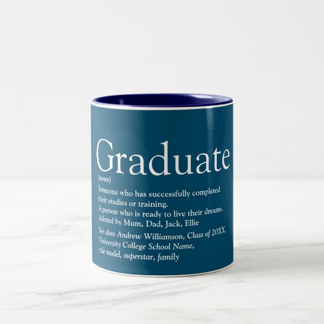 Graduate Definition Modern Fun Blue Two-Tone Coffee Mug (Center)