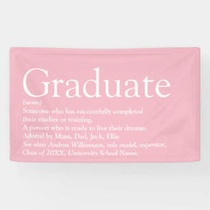 Graduate Definition Modern Girly Pink Banner