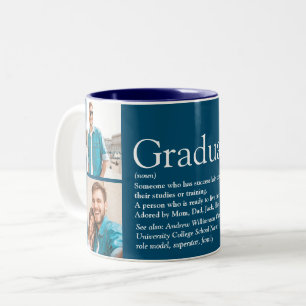 Graduate Definition Photo Collage Fun Blue Two-Tone Coffee Mug