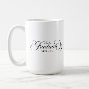Graduate Elegant Black Script Typography Coffee Mug