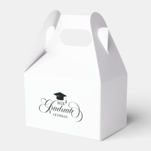 Graduate Elegant Black Script Typography Favor Box