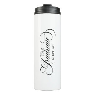 Graduate Elegant Black Script Typography Thermal Tumbler