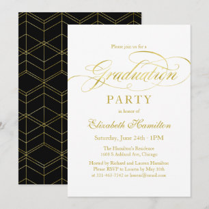 Graduate Elegant Faux Foil Grad Party Invitation