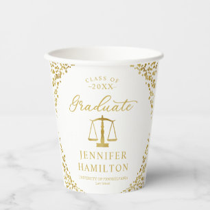 Graduate Elegant Gold Blue Law School Graduation Paper Cups