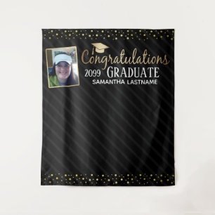 Graduate Elegant Gold Confetti One Photo Tapestry