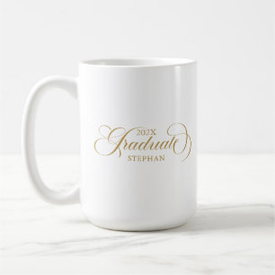 Graduate Elegant Gold Script Typography Coffee Mug