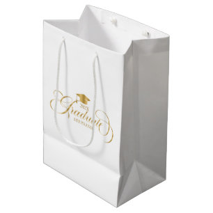 Graduate Elegant Gold Script Typography Medium Gift Bag