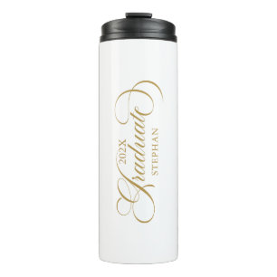 Graduate Elegant Gold Script Typography Thermal Tumbler