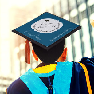 Graduate Elegant Modern Simple Blue Graduation Cap Topper