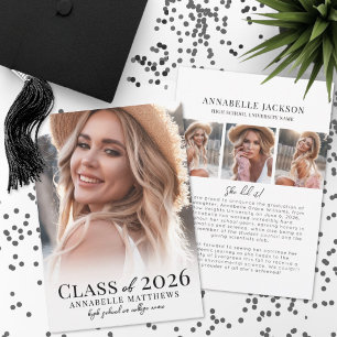 Graduate Elegant Simple Photo Collage Graduation Announcement