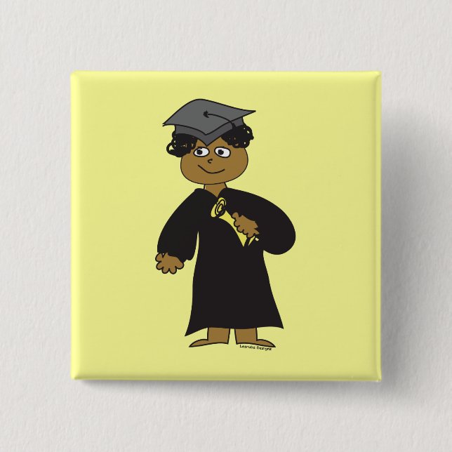 Graduate, Ethnic Male 2 Inch Square Button (Front)