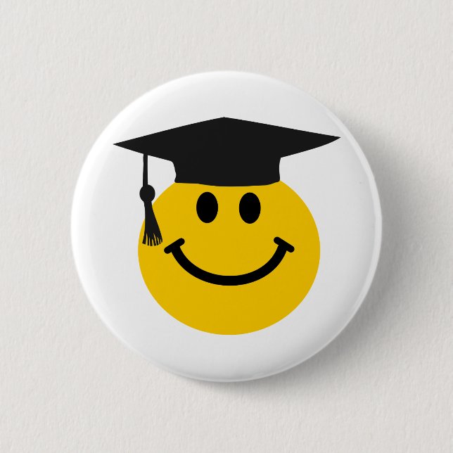 Graduate face with graduation hat 2 inch round button (Front)