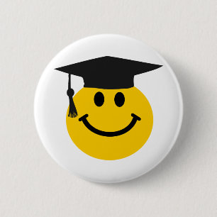 Graduate face with graduation hat 2 inch round button