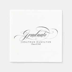 Graduate Fancy Calligraphy Graduation Napkin