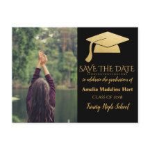 Graduate Faux Gold Foil Hat | Save The Date Photo