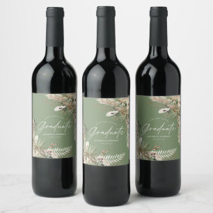 Graduate favour pampas eucalyptus floral sage gree wine label