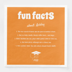 Graduate Fun Facts Class of Chic White Script Napkin