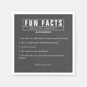 Graduate Fun Facts Grey Charcoal Paper Napkin