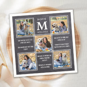 Graduate Fun Facts Rustic Unique Photo Collage Napkin