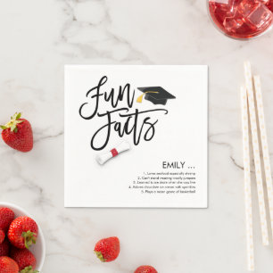 Graduate Fun Facts Script Grad Cap Diploma Napkin