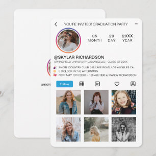 Graduate Fun Instagram Social Media Grad Party Invitation