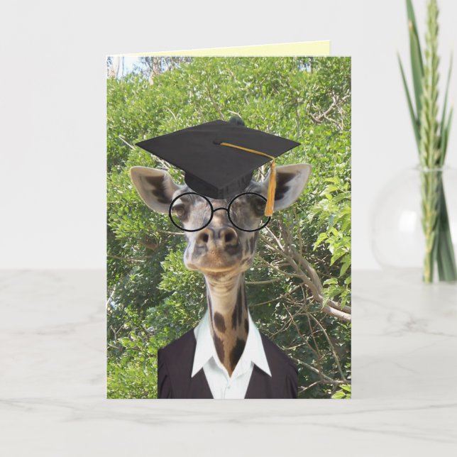 Graduate Giraffe Gold Tassel Card (Front)