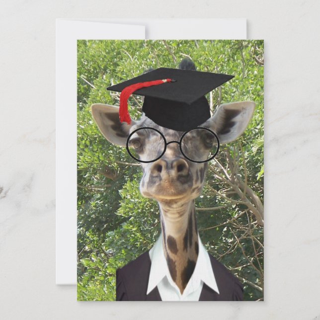Graduate Giraffe Red Tassel Invitation (Front)