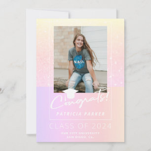 Graduate girly modern high school photo graduation announcement
