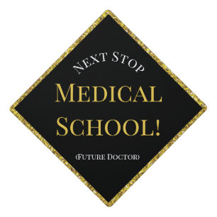 Graduate Glitter Black Future Doctor Graduation Ca Cap Topper