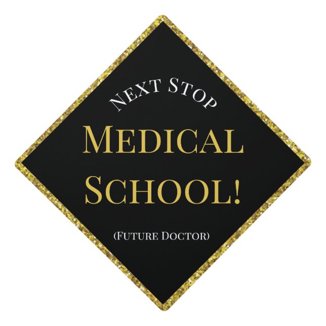 Graduate Glitter Black Future Doctor Graduation Ca Graduation Cap Topper (Front)