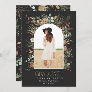Graduate gold 1 photo black arch botanical modern announcement