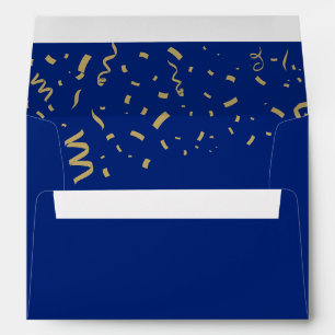 Graduate Gold Foil Confetti Elegant Blue Envelope