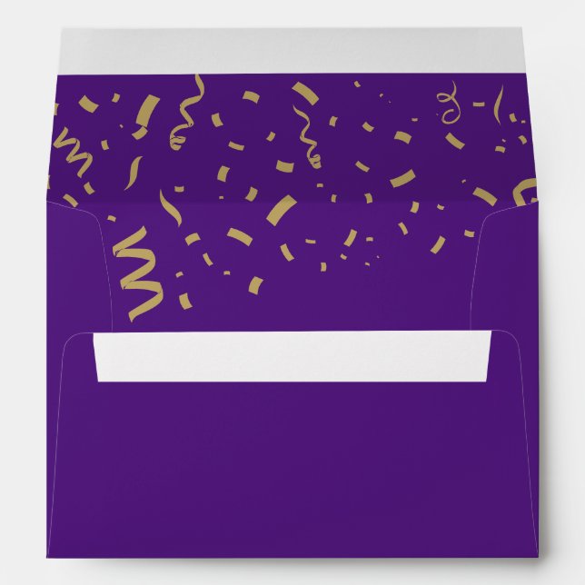 Graduate Gold Foil Confetti Elegant Purple Envelope (Back (Bottom))