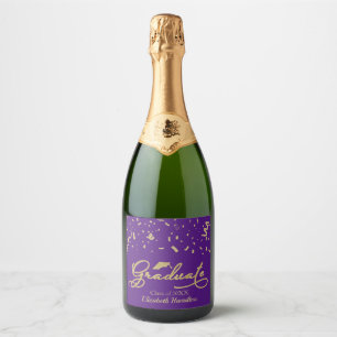 Graduate Gold Foil Graduation Party Purple Sparkling Wine Label